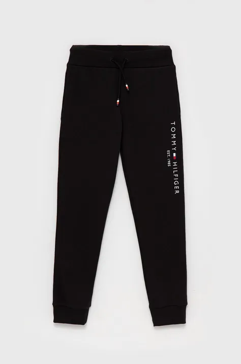Дитячі штани Tommy Hilfiger колір чорний з аплікацією