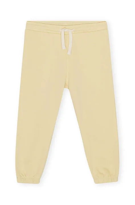 Konges Sløjd spodnie dresowe dziecięce kolor żółty gładkie