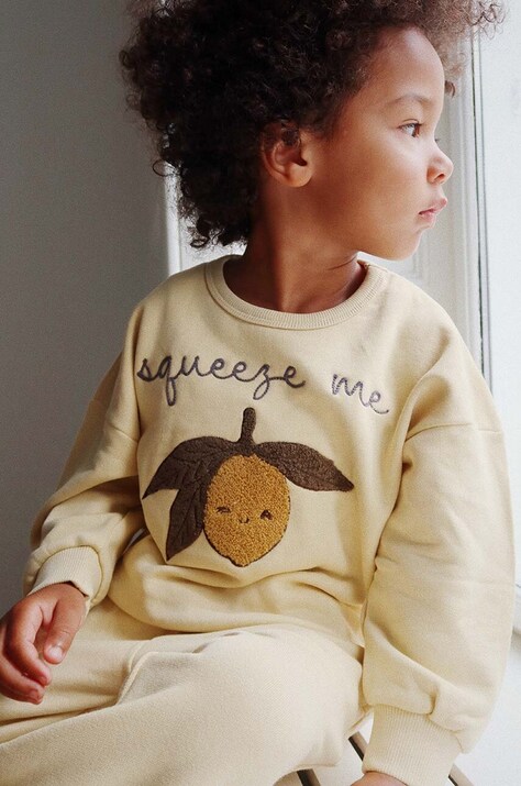 Dětská mikina Konges Sløjd LOU SWEATSHIRT béžová barva, s aplikací