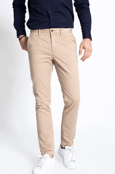 Tommy Hilfiger spodnie męskie kolor beżowy w fasonie chinos