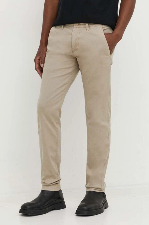 Marc O'Polo pantaloni barbati, culoarea albastru marin, cu fason chinos