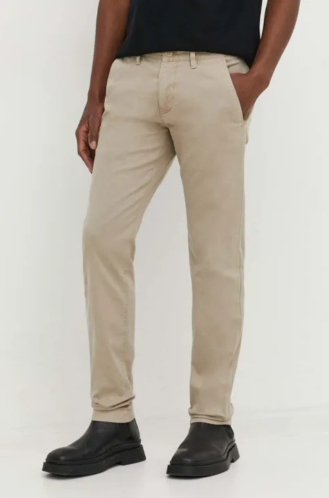 Marc O'Polo spodnie męskie kolor beżowy w fasonie chinos
