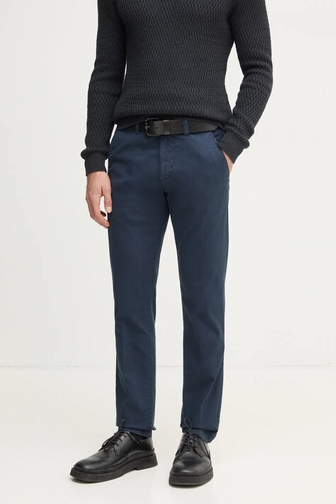 Marc O'Polo pantaloni barbati, culoarea albastru marin, cu fason chinos