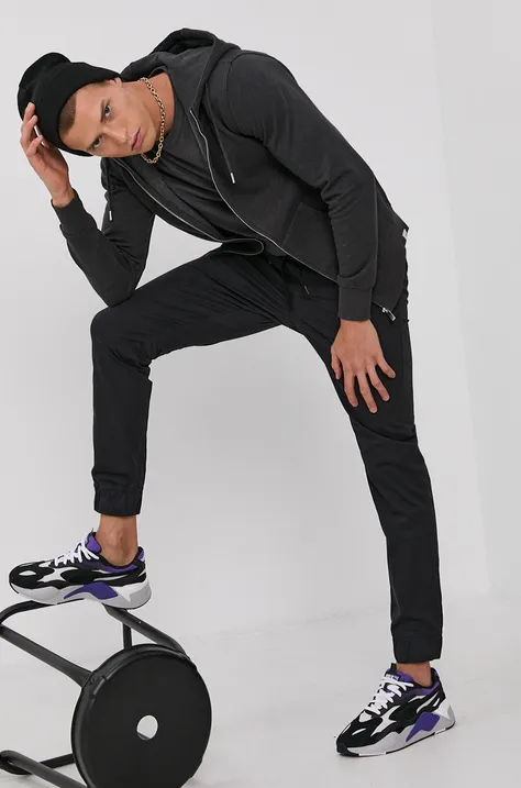 Solid Spodnie męskie kolor czarny joggery