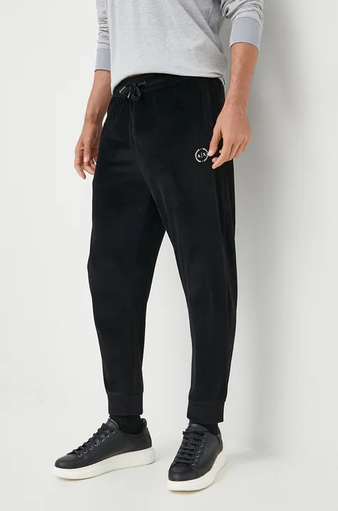 Armani Exchange spodnie dresowe męskie kolor czarny gładkie