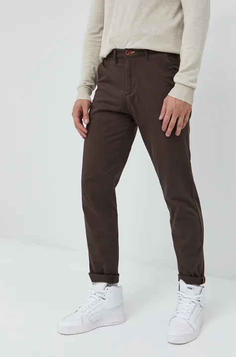 Jack & Jones spodnie JPSTOLLIE męskie kolor brązowy proste