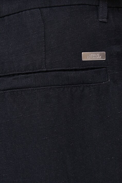 Льняні штани Armani Exchange — AA00-SPM087, темно-синій — фото 4