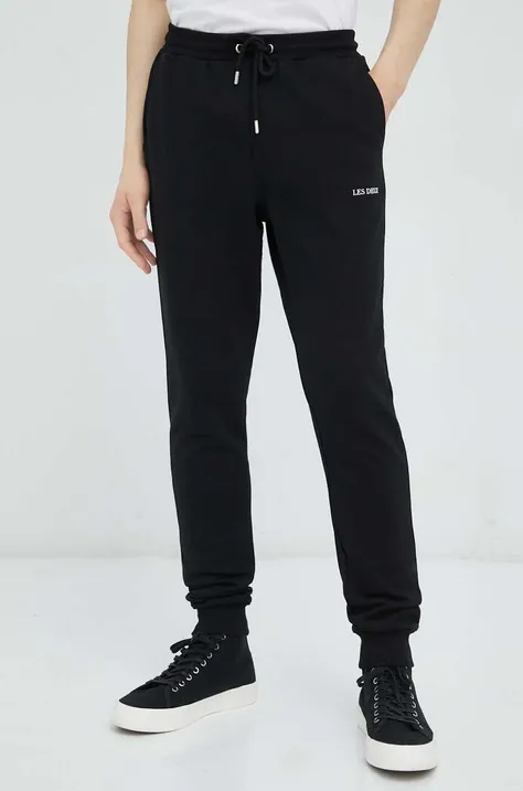 Les Deux pantaloni de trening din bumbac culoarea negru, cu imprimeu