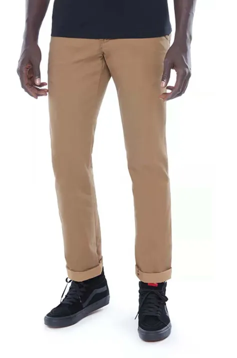 Kalhoty Vans Authentic pánské, béžová barva, ve střihu chinos, VN0A3143DZ9-brown