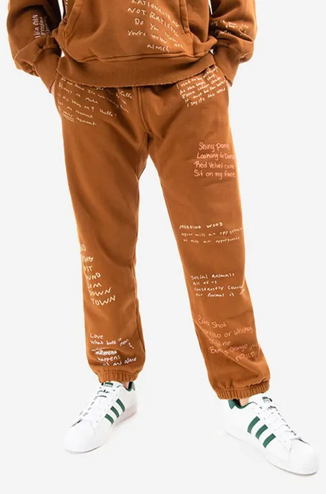 Спортивные штаны PLEASURES цвет коричневый с узором Remote Sweat Pant P21W026-BLACK P21W026-BROWN