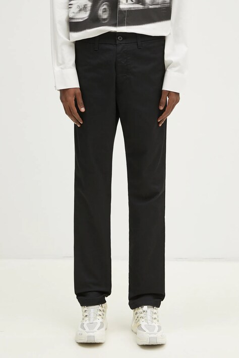 Carhartt WIP pantaloni bărbați, culoarea negru, drept I003367.-DARK.NAVY