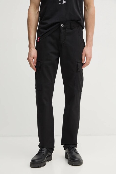 Alpha Industries pantaloni de bumbac Agent Pant culoarea negru, cu fit cargo 158205.03-black
