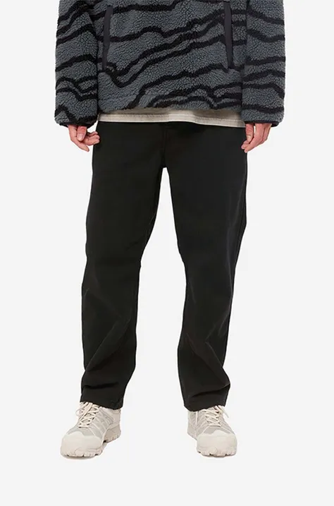 Bavlnené nohavice Carhartt WIP Flint Pant I029919.BLACK-BLACK, čierna farba, rovné