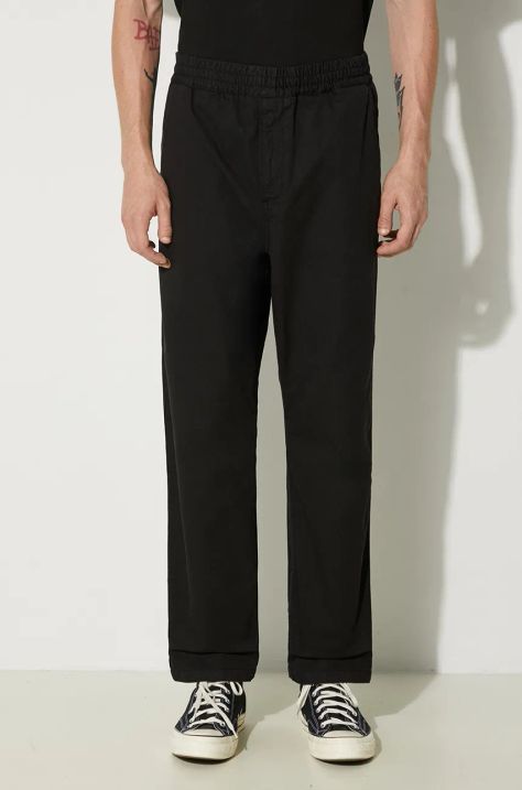 Bavlnené nohavice Carhartt WIP Flint Pant I029919.BLACK-BLACK, čierna farba, rovné