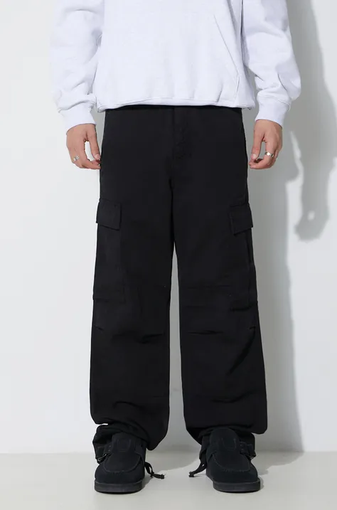 Bavlněné kalhoty Carhartt WIP černá barva, jednoduché