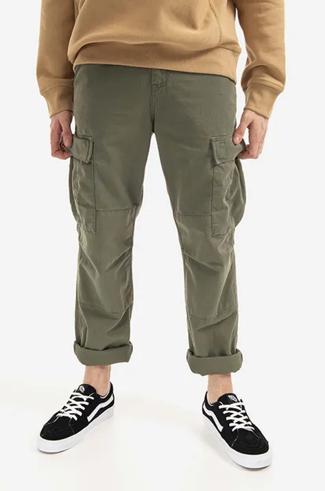 Бавовняні штани Carhartt WIP колір зелений фасон cargo I030475.DOLLAR.GRE-DOLLAR.GRE