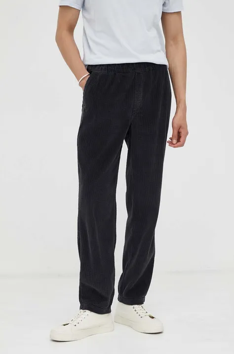 Bavlněné kalhoty American Vintage tmavomodrá barva