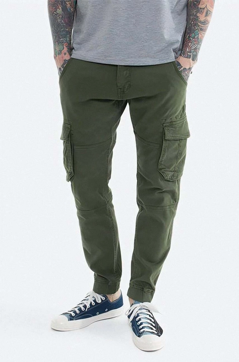 Kalhoty Alpha Industries Army Pant Army Pant pánské, zelená barva, ve střihu cargo, 196210.142