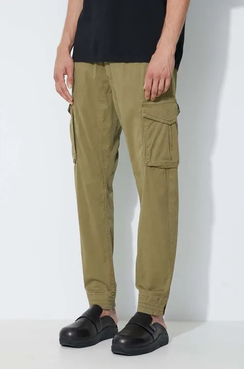 Alpha Industries pantaloni Cotton Twill Jogger bărbați, culoarea verde, cu fit cargo 116202.11-green