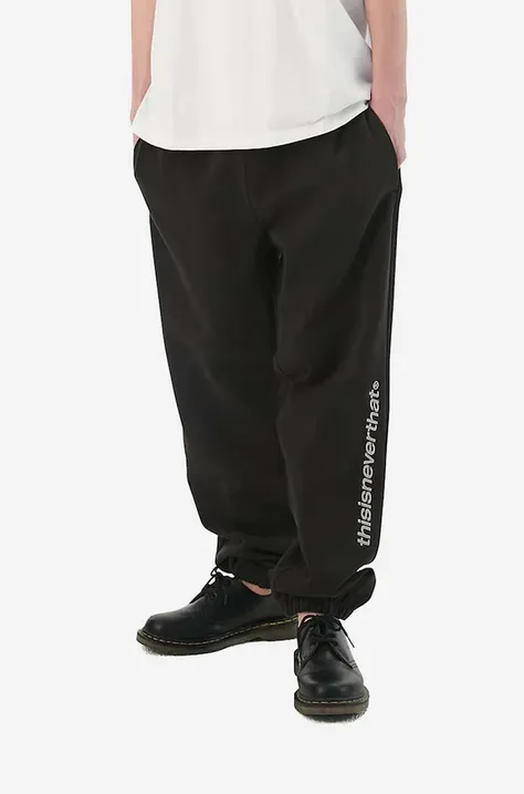 Хлопковые спортивные штаны thisisneverthat цвет чёрный с аппликацией TN230TPAWP04-BLACK