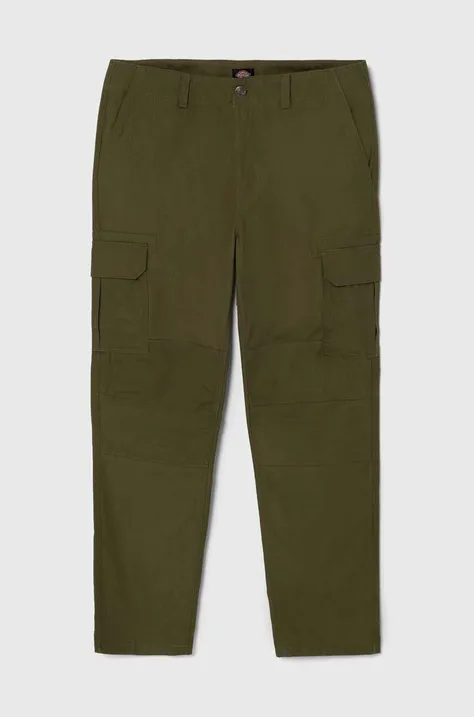 Bavlněné kalhoty Dickies zelená barva, ve střihu cargo
