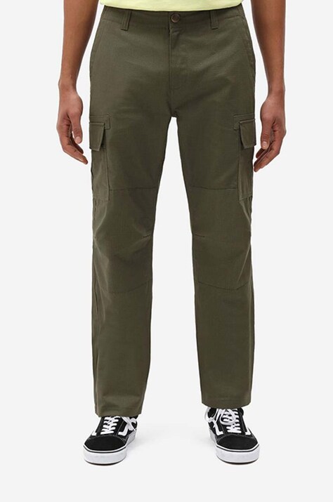 Dickies pantaloni de bumbac culoarea verde, drept DK0A4XDUMGR-GREEN