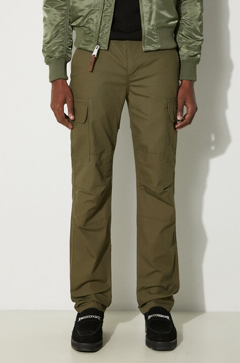 Bavlněné kalhoty Dickies zelená barva, jednoduché, DK0A4XDUMGR-GREEN