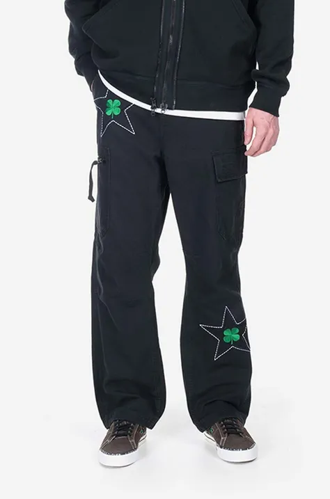 Bavlněné kalhoty Converse x Patta černá barva, jednoduché, 10024666.A01-BLACK