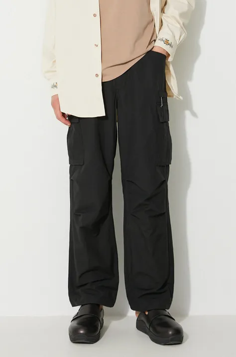 Kalhoty thisisneverthat TN230WPARP01 pánské, černá barva, jednoduché, TN230WPARP01-BLACK