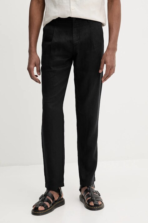 Marc O'Polo pantaloni din in culoarea negru, mulata, M24003910258