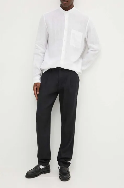 Marc O'Polo pantaloni in lino colore nero M24003910258