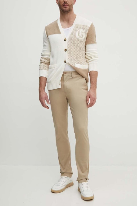Штани Tommy Hilfiger чоловічі колір бежевий облягаючі MW0MW28883