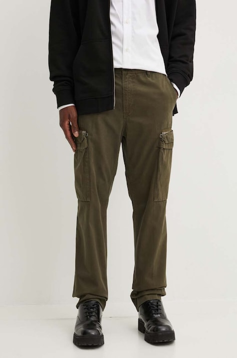 Diesel pantaloni de bumbac P-YE culoarea verde, drept, A15492.0NKBM