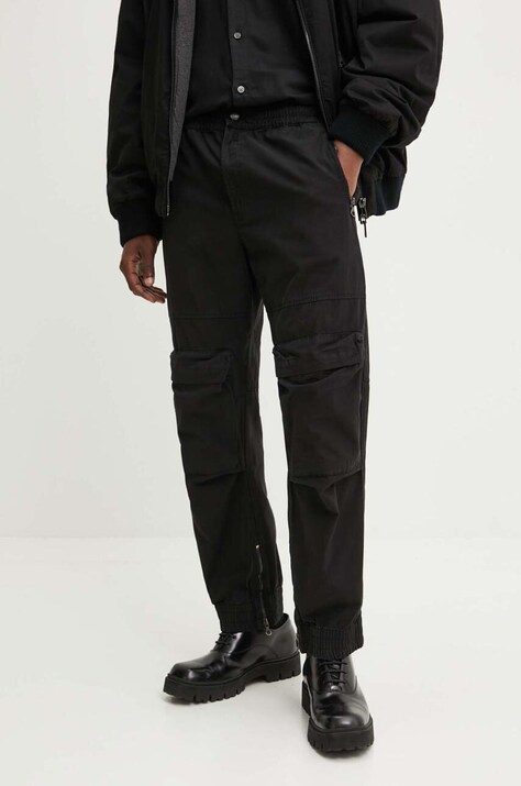 Diesel pantaloni de bumbac P-BEECK culoarea negru, drept, A14761.0SKAE