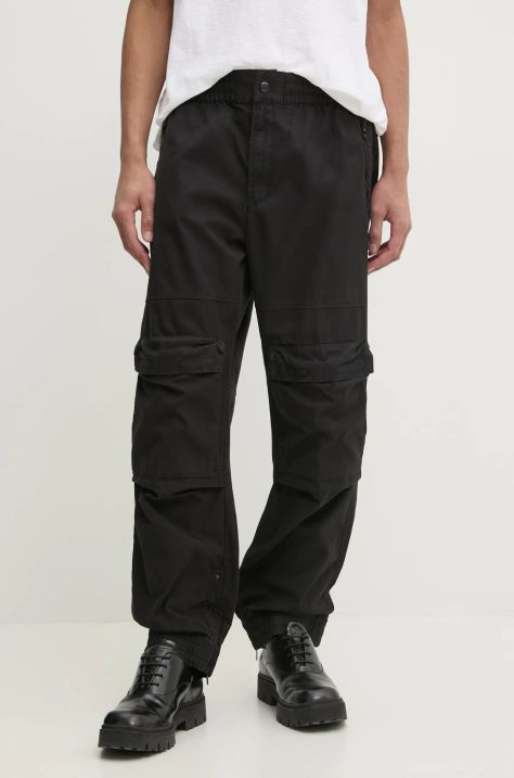 Nohavice Diesel P-BEECK TROUSERS pánske, čierna farba, strih cargo, A14761.0NJBP