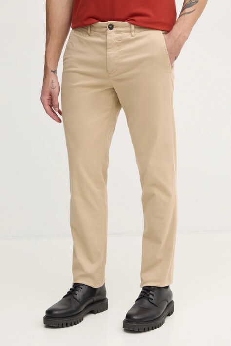 United Colors of Benetton pantaloni barbati, culoarea bej, cu fason chinos, 4DKH55I18