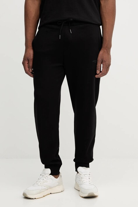 Armani Exchange spodnie dresowe bawełniane męskie kolor czarny gładkie XM001299 AF20934