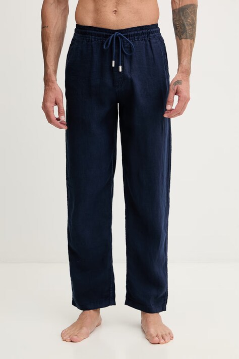 Vilebrequin pantaloni pentru bărbați, din in PACHA bleumarin PACAU101