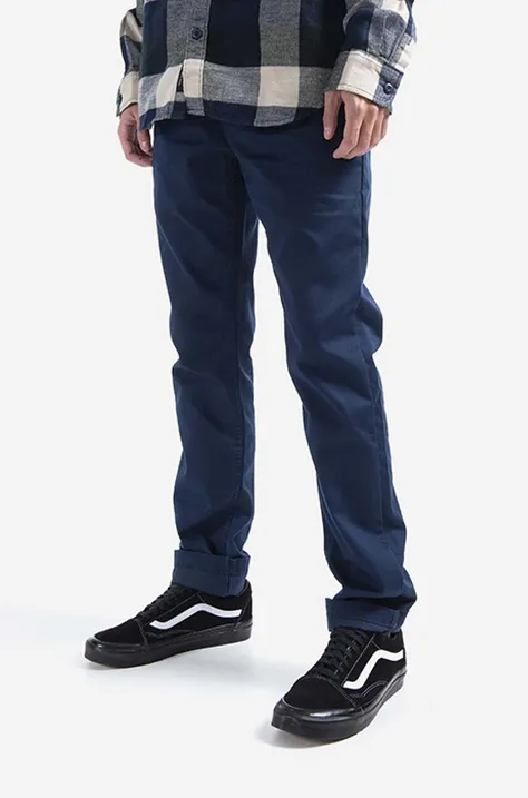 Kalhoty Vans Authentic Chino tmavomodrá barva, střih chinos, medium waist, VN0A5FJ7LKZ-navy