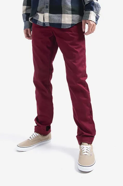 Nohavice Vans Authentic Chino VN0A5FJ7ZBS-red, červená farba, strih chinos, stredne vysoký pás