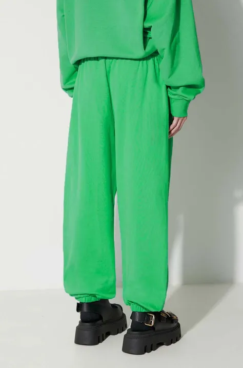 Памучен спортен панталон Pangaia в зелено с изчистен дизайн