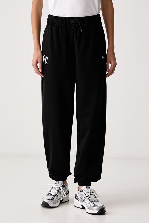 New Era Spodnie dresowe bawełniane czarne high waist 60675751