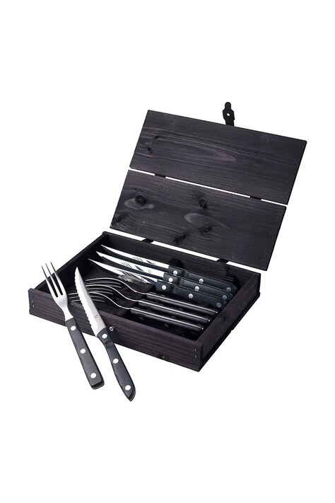 Gense komplet sztućców do steków Old Farmer 8 elementów kolor czarny