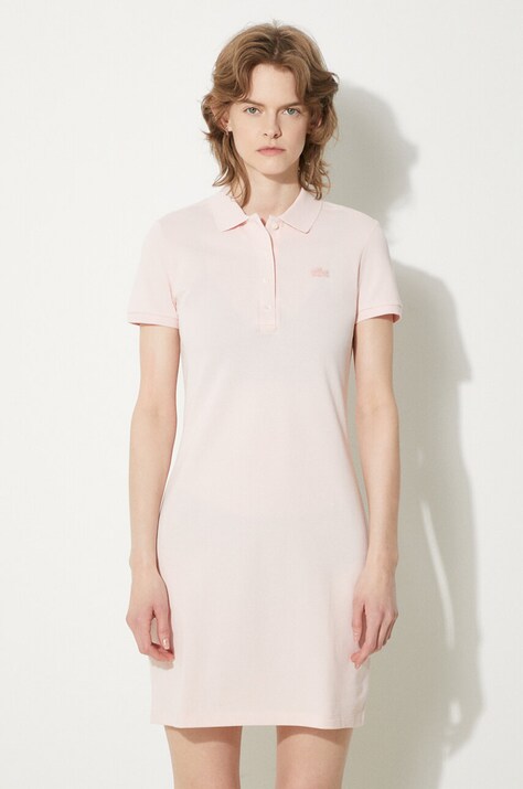 Lacoste sukienka EF5473-ADY kolor różowy mini dopasowana EF5473.-ADY