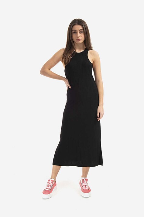 Tom Wood sukienka Rib kolor czarny midi prosta 22173.999-BLACK