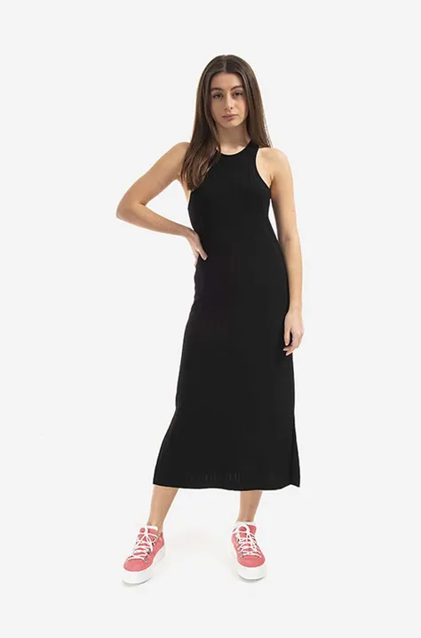 Šaty Tom Wood Rib Dress 22173.999 čierna farba, midi, rovný strih