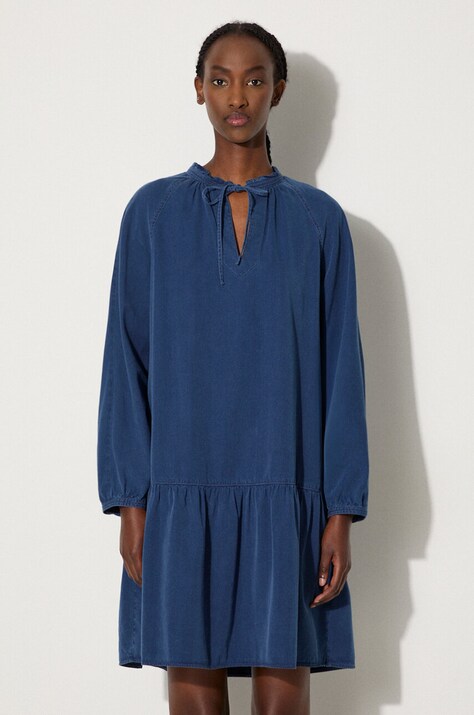 A.P.C. rochie culoarea bleumarin, mini, evazată COEYL.F05944-INDIGOWASH