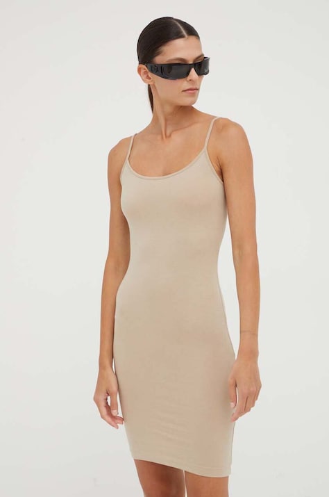 Samsoe Samsoe rochie culoarea bej, mini, mulată