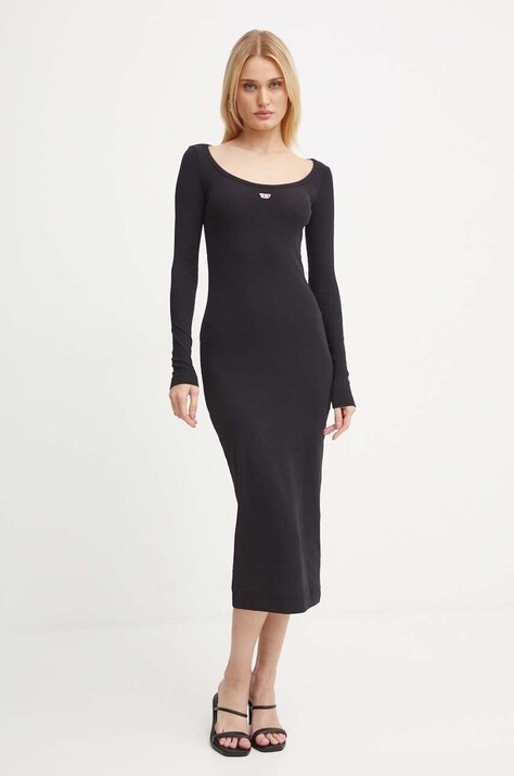 Diesel rochie D-BALLET-D culoarea negru, midi, mulată, A14960.0EJAI