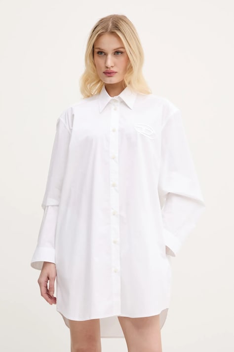 Diesel rochie din bumbac D-DALIS DRESS culoarea alb, mini, dreaptă, A14568.0PCAL